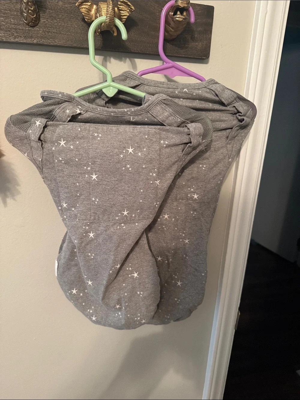 Ergonomic Grey Star Sleep Sack for Kids - zip-up baby sleep sack